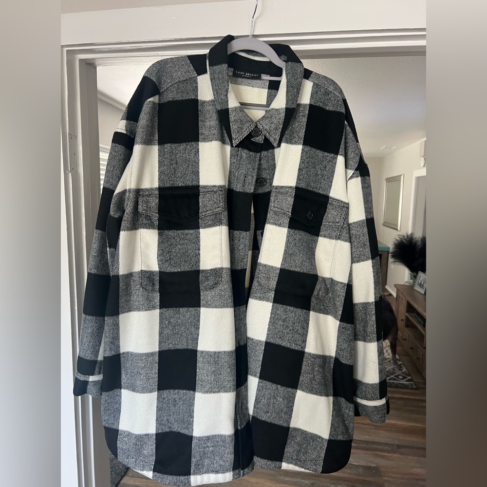 Lane Bryant Black and White Plaid Shacket